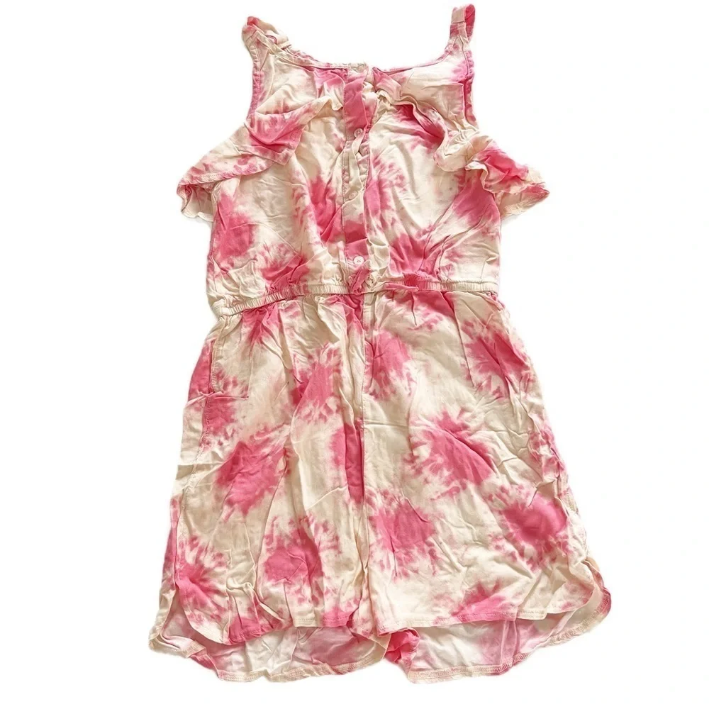 BCBG Girls Girl's Printed Tie Dye Challis Romper - Size 16
